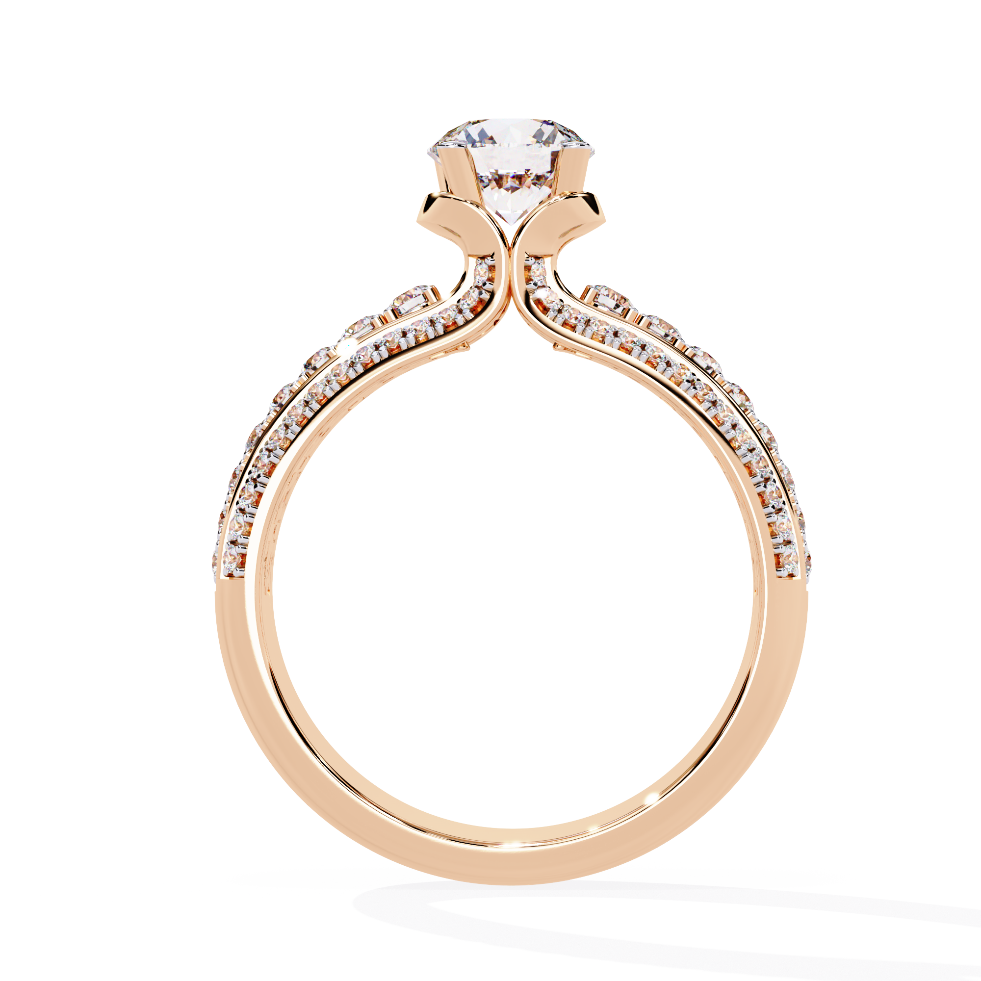 Solitairekart – 1.23 ct Triple Row Solitaire Ring Lab Grown – 14K Yellow Gold